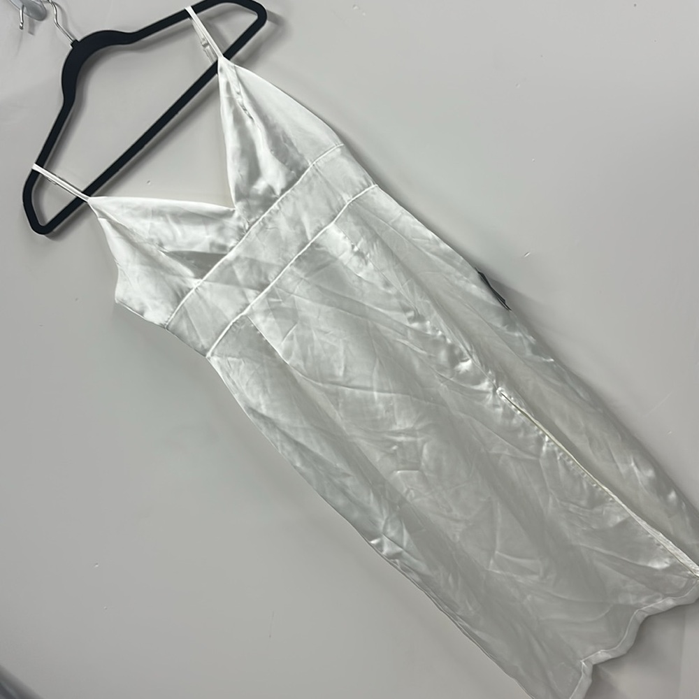 Irresistible Essence White Satin Sleeveless Midi Dress with slit - Lulus L NEW - Picture 4 of 11